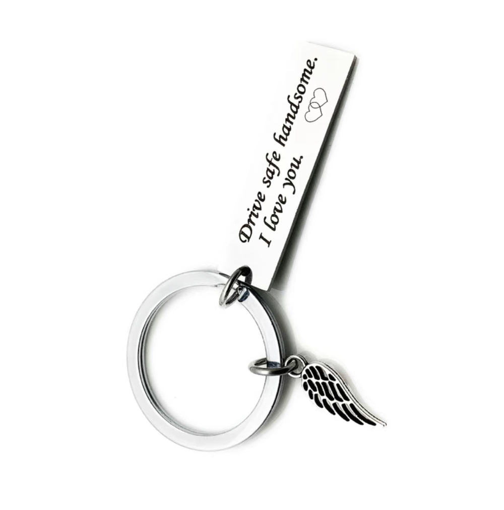 3/$25 Drive Safe Handsome. I Love You Double Hearts Stainless Steel Keychain NEW
